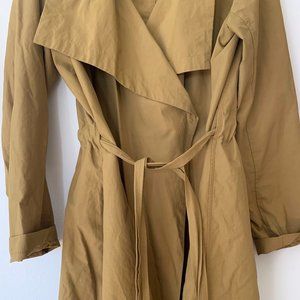 Eileen Fisher Mustard Cascade Collar Trench Coat